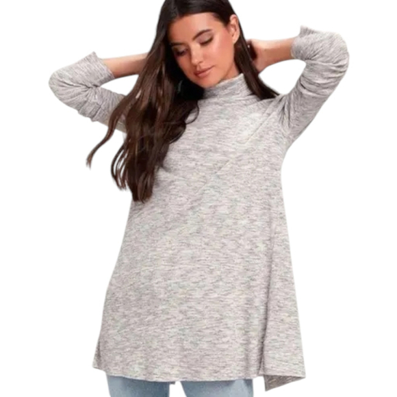 Free People Sweaters - Free People Oversized Ribbed Spacedye Stonecold Ivory Split Back Tunic sz M